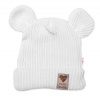 Pletená bavlněná čiapka s uškami dvojvrstvová Hand Made Baby Nellys biela