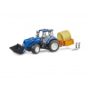 Bruder 2187 Traktor New Holland T5.120 s čelným nakladačom, korbou, vidlami a okrúhlym balíkom