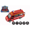 Teddies Auto hasiči kov/plast 15cm na batérie so svetlom so zvukom na spätné natiahnutie 6 ks v boxe