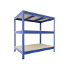 Kovový regál Biedrax 60 x 120 x 120 cm, modrý, 3 police OSB 10 mm, nosnosť 200 kg na policu