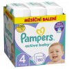 PAMPERS Active Baby Plienky jednorazové 4 (9-14 kg) 180 ks - MESAČNÁ ZÁSOBA