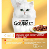 Purina Gourmet Gold krmivo pro kočky hovězí, krůta s kachnou, losos s kuřetem a kuřetem a játry 8 x 85 g