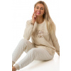 Dámské pyžamo béžové s kočičí hlavou - teplé 1TB0100 béžová S + První výměna zboží zdarma.