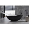 Voľne stojaca vaňa z liateho mramoru Besco Siya B&W biela/čierna 172x100 cm