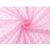 Tyl jemne pružný s bodkami ružová sv. 1m