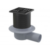 Alcadrain Odtokové kanáliky Podlahová vpusť bočná 11x11 cm, priemer 5 cm, kombinovaný zápachový uzáver SMART, nerezová čierna mat/plast APV31BLACK