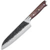 IZMAEL Damaškový kuchynský nôž Tetsuya Santoku/Hnedá 18.2 cm