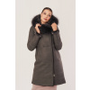 Dámsky zimný kabát v sivej farbe - kožuch s kapucňou