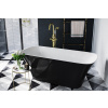 BESCO ASSOS S-LINE B&W 160 x 70cm vaňa voľne stojaca obdĺžniková zaoblená, s chrómovým sifónom, liaty mramor, čierna lesklá, #WMD-160-ALW