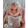 Realistické miminko - holčička Andulka v pleteném bodíčku s jablíčkem od španělské firmy Marina & Pau (Ane Baby Petite Pomme - 45 cm - baleno v sáčku)