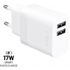 Sieťová nabíjačka FIXED s výstupom 2xUSB, 17W Smart Rapid Charge, biela FIXC17N-2U-WH