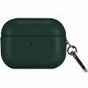 AppleKing obal z PU kože s karabínou pre AirPods Pro 2 (2022) - tmavozelený - možnosť vrátiť tovar ZADARMO do 30tich dní