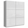 home24 SKRIŇA S POS. DVER. – HOR.VED, biela, biela s vysokým leskom, 170,3/209,7/61,2 cm - Spálňové sety - 000687018601