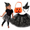 Kostým pre dievča - Čarodejnícky outfit halloween + tekvicový kôš (Čarodejnícke motýľové víly krídla)