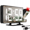 Projekčný budík 4 v 1 s LCD obrazovkou a čiernym zrkadlom