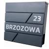 Poštová schránka - Postal Box Street Street House číslo Anthracite (POŠTOVNÁ SCHRÁNKA nápis ulice číslo domu ANTRACIT)
