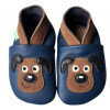 Hopi Hop Capáčky kožené Barefoot Pejsek na modré