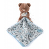Plyšový medvedík na maznanie Bear Boh'aime Doudou et Compagnie hnedo-modrý 12 cm v darčekovom balení od 0 mes