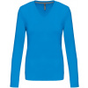 KARIBAN VINTAGE V-NECK K382 / Dámske tričko s dlhým rukávom - tropical blue XXXL