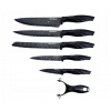 WELLHOX 6 dielna sada nožov so škrabkou s čiernou rukoväťou