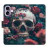 Flip pouzdro iSaprio - Apple iPhone 17 - Skull in Roses 02 s kapsičkami na karty (Flipové knížkové pouzdro, obal, kryt iSaprio s přihrádkami na karty a motivem)