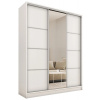 NEJBY Šatníková skriňa LITOLARIS 150 so zrkadlom, 4 šuplíky a 2 šatníkovými tyčami, biely mat