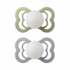 Bibs symetrické cumlíky silikón 2 ks Supreme 6-36 mesiacov Sage/cloud svietiaca