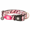 Max&Molly MÁME! Smart ID Leopard Pink Collar - obojok s príveskom smart Tag pre psov, vzor ružové škvrny - L