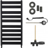 CERANO - Kúpeľňový radiátorový set Marco - kombinované vykurovanie, wifi tyč - bočné jednobodové pripojenie - 816W - čierna matná - 1125x550 mm