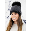 Kamea Čierna dámska zimná čiapka s kožušinovým brmbolcom Kamea Aloes, Veľkosť uni, Farba čierna