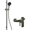 KIELLE Vega páková sprchová batéria nástenná, ručná sprcha 3jet priemer 130 mm, sprchová tyč 70 cm, jazdec a sprchová hadica 150 cm, matný gunmetal, 20618SP13