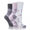 Dámske módne 3 páry ponožky Gentle Grip ENGLISH ROSE voľný lem