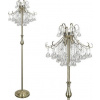 Mdeco Stojací lampa ELM6248/4F 21QG+TR Skleněné SVÍTIDLO MDECO s krystaly, stojací, mosazná, průhledná