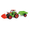 LENA Traktor se lžící a s vozíkem červeno zelený