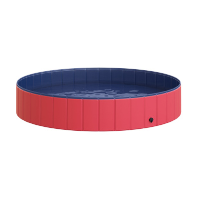 PawHut Bazén pre psov D01-005, sklápací, detský bazén, červený, 160 x 30 cm