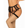 Obsessive Bravelle Garter Belt And Crotchless Thong in 1 - Black L/XL černá