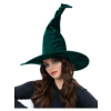 Čarodejnícky velúrový klobúk, smaragdovo zelený