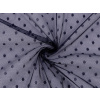 Tyl jemne pružný s bodkami modrá tmavá 1m