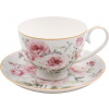 HOME ELEMENTS Porcelánová šálka s podšálkou, 250 ml, Ruža