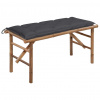 Skládací zahradní lavice s poduškou 118 cm bambus Antracitová 3063864