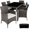Záhradný stôl, stoličky - Moderný sivý technoratanový stôl a stoličky TecTake (Moderný sivý technoratanový stôl a stoličky TecTake)