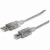Manhattan 340458 USB kábel 3 m USB 2.0 USB A USB B Strieborná (340458)