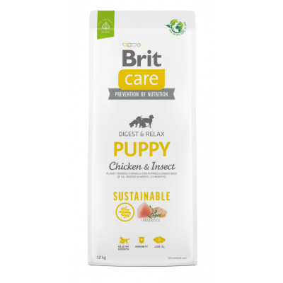 Brit Care Dog Sustainable Puppy - kuracie a insecty, 12kg