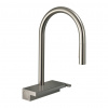 Hansgrohe M81, drezová batéria Aquno Select s výsuvnou spŕškou a plochým sprchovým prúdom, sBox, vzhľad nehrdzavejúcej ocele, HAN-73831800