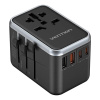 Univerzálny 65W cestovný adaptér Vention FJFB0 GaN 2xUSB-C 2xUSB-A (čierny)