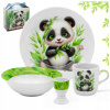 Jedálenská Súprava pre Deti 4ks Porcelánový Hrnček Tanier PANDA Bella Fiore