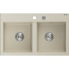 Mexen Hektor granitový kuchynský drez 2-komorový 800 x 480 mm, béžový, sifón chróm - 6521802000-69