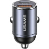 USAMS Nabíječka do auta 30W 1xUSB+1xUSB-C C38 Fast Charge Steel
