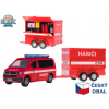Kids Globe Traffic VW hasiči CZ design 275 cm kov spätný chod s prívesom v krabičke