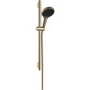 HANSGROHE Rainfinity sprchová súprava, ručná sprcha 3jet EcoSmart priemer 132 mm, 65 cm sprchová tyč Puro S, jazdec s tlačidlom Push a textilná sprchová hadica 160 cm, leštený vzhľad zlata, 28746990